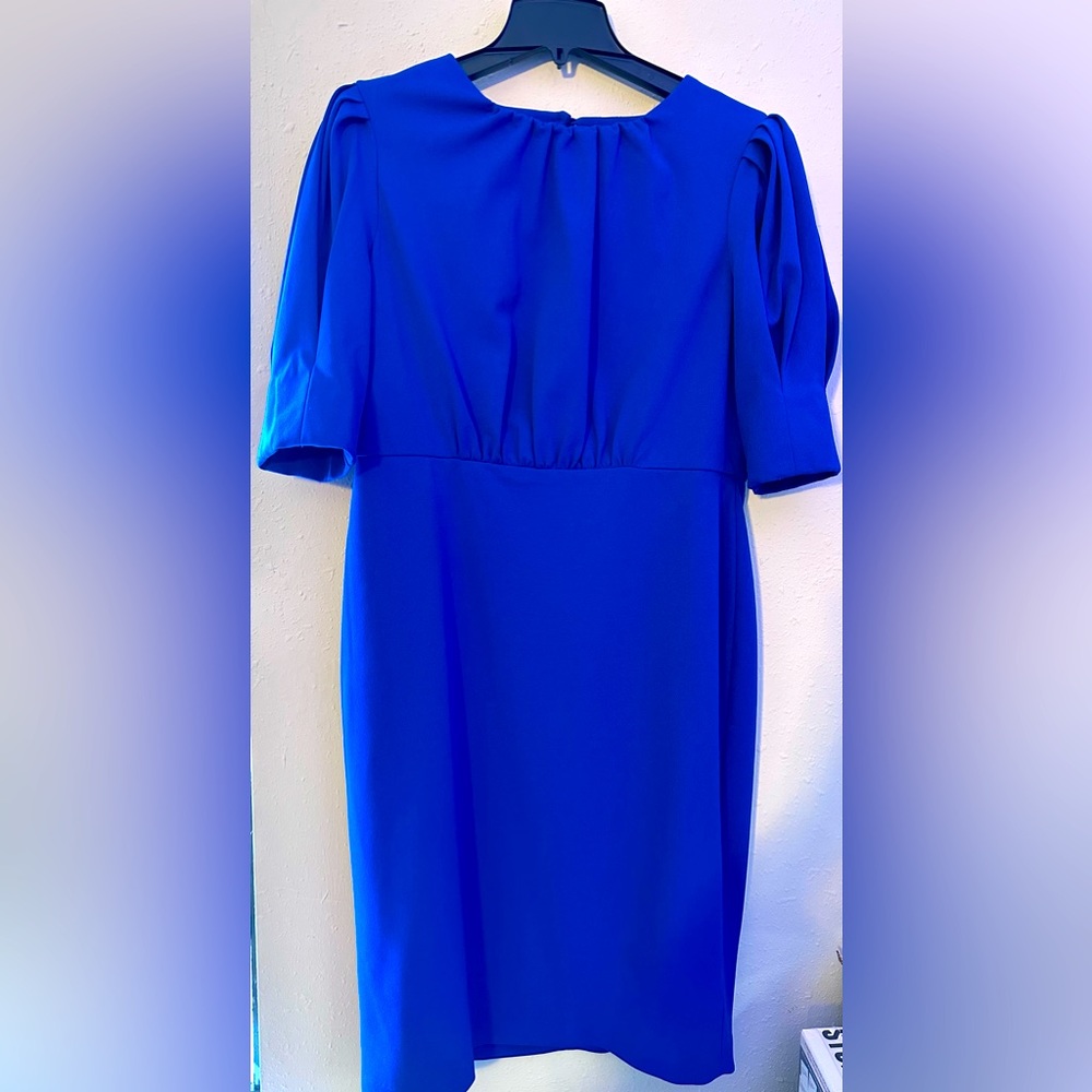 Calvin Klein Sheath Dress - Balloon Short Sleeve - Cut Out Back - Regatta Blue